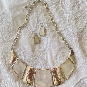 Mother of Pearl & Silver Plate Necklace / Earrings